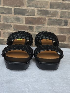 Women’s Braided Double-Strap Slide Sandals in Black